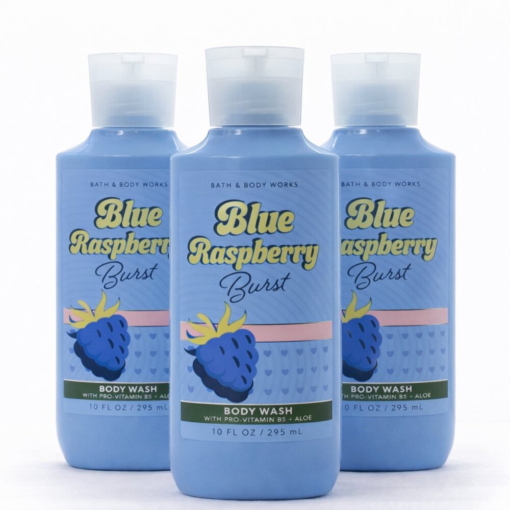 Bath & Body Works Body Wash Bundle BLUE RASPBERRY BURST 3Pack NEW